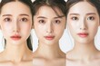 © Maki_Japan - 肌の綺麗な日本人モデルが3人並んでる美容広告風写真（美容整形・プチ整形・美肌）