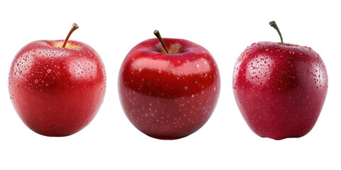 Wall Mural - fresh and healthy red apple fruit in set of three