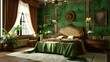 Classic brown and green bedroom