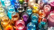 A vivid image of colorful bottles filled with different types of makeup products illustrating the vast range of products that can be created thanks to the skills and innovation