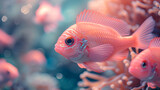 Fototapeta Do akwarium - 鮮やかなピンク色の魚