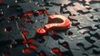 Red question mark on black puzzle pieces. mystery concept. focus on problem-solving. thought-provoking imagery. creative digital art. AI