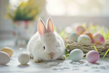Wall Mural - Happy Easter concept. Background with selective focus and copy space