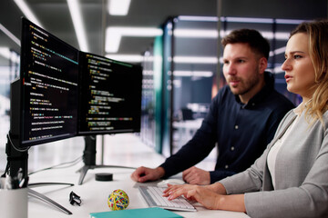 Coder Using Computer At Desk