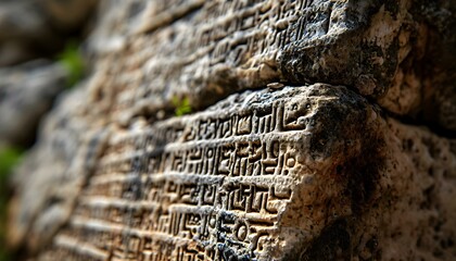 Canvas Print - a close up of a rock with writing on it