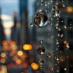 Wall Mural - a close up of water droplets on a window