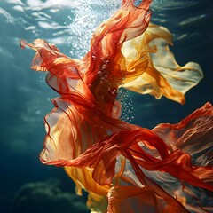 Canvas Print - a red and yellow dress floating in the water