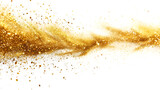 Fototapeta  - gold sparkle glitter splatter white background, Gold Foil Frame Gold brush stroke on transparent background. orange dust particles explosion on black background. Color powder dust splash Generative Ai