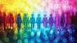 Gender equality concept background, Rainbow background, gay pride, LGBTQ themed, Rainbow Colored Wooden Figures