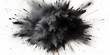 a black splash painting on white background, black powder dust paint black explosion explode burst isolated splatter abstract. black smoke or fog particles explosive special effect