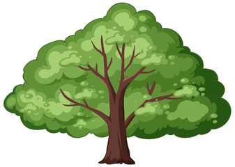 Canvas Print - Cartoon-style vector of a vibrant green tree