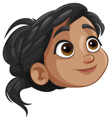 Sticker - Vector illustration of a happy young girl's face