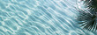 © Rana - top view of water surface with tropical leaf shadow. Shadow of palm leaves on white sand beach. Beautiful abstract background concept banner for summer vacation at the beach