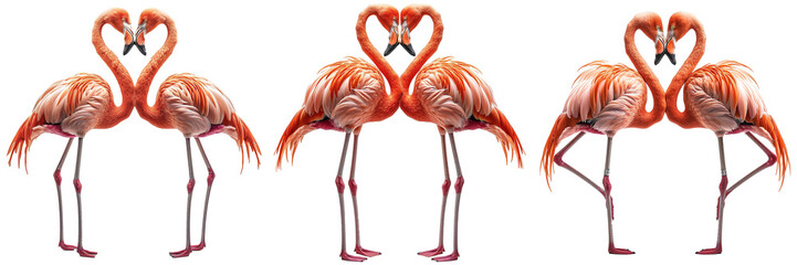 Wall Mural - Pair of flamingos isolated on transparent background