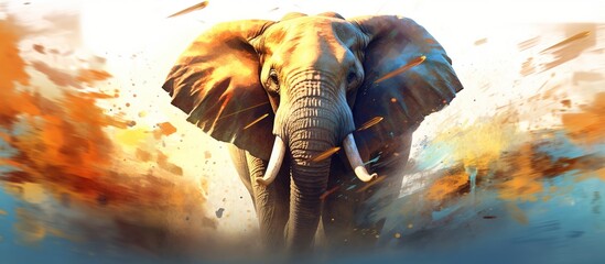 Wall Mural - vector illustration of an adult elephant in the wild