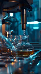 Wall Mural - biotechnology research with precise liquid transfer in a sterile lab setting