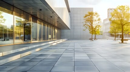 Wall Mural - modern building and empty pavement,