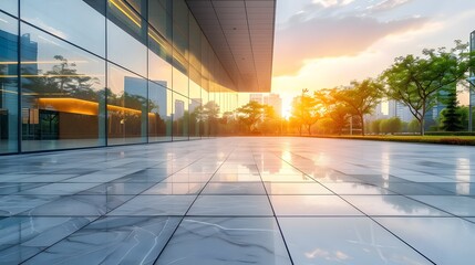 Wall Mural - modern building and empty pavement,