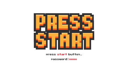 Wall Mural - PRESS START INSERT A COIN TO CONTINUE .pixel art .8 bit game.retro game. for game assets in vector illustrations.clipart.