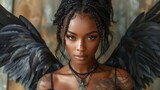 Fototapeta Boho - black woman angel