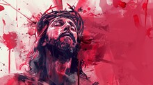 Jesus Christ On The Cross. Artistic Abstract Religious Background Illustration