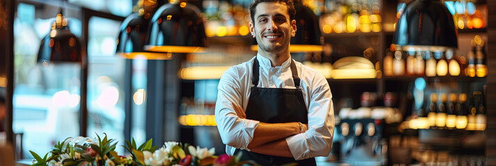 Wall Mural - Friendly business owner in the hospitality business