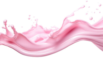 Wall Mural - Splash of pink milky liquid similar to smoothie, yogurt or cream, cut out