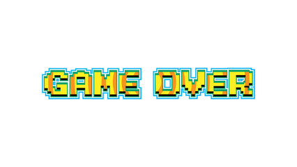 Wall Mural - Game Over text on white background.8 bit game.retro game.clipart.