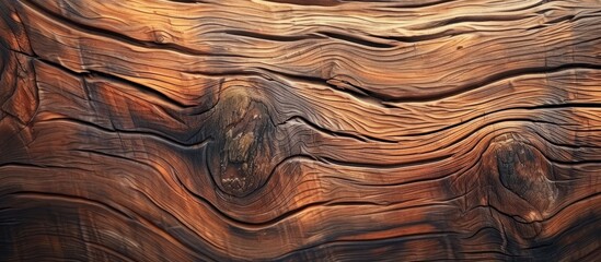 Wall Mural - A detailed close-up of a piece of natural wood with a mesmerizing swirl pattern, resembling art carved by nature from a tree trunk in a natural landscape.