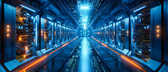 in a symphony of connectivity and futuristic design, this digital networking room embodies the pulse