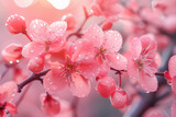 Fototapeta Storczyk - Vibrant Pink Cherry Blossoms in Full Bloom Under Soft Spring Light