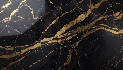 Wall Mural - Balck and gold marble tile texture, polished