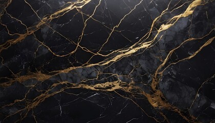 Wall Mural - Balck and gold marble tile texture, polished
