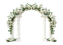 A Wedding Arch With Columns Isolated On Transparent Background.