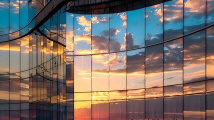 Wall Mural - Sunset reflection in the windows of a building