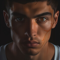 Poster - A close-up of a basketball players determined face