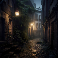 Canvas Print - A mysterious alleyway in an old European city 