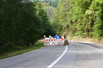 Poster - road block on a country road