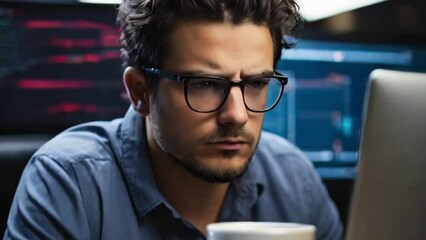 the intense concentration of a software engineer debugging a complex code