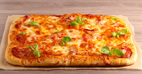 Wall Mural - Fresh homemade rectangle pizza