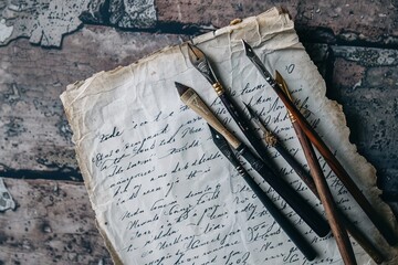 Modern Calligraphy - Elegant calligraphy tools laid out beside a piece of paper with beautiful script, celebrating the art of modern lettering.