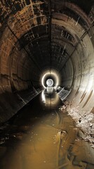 Wall Mural - A Flooded and Abandoned Tunnel