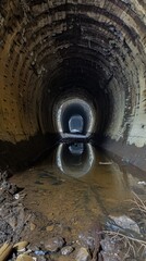 Wall Mural - A Flooded and Abandoned Tunnel