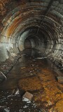 Fototapeta Desenie - A Flooded and Abandoned Tunnel