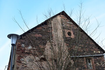 Wall Mural - old stone house ruin with plants