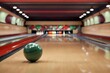 green ball does strike on ten pin bowling in skittle ground 