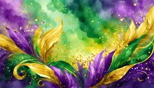Abstract Background With Flowers, Abstract Watercolor Painting, Mardi Gras Digital Watercolor Background, Abstract Splash Colorful Art, Ai Generate 