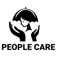 Sticker - minimal People Care Logo Template, logo vector, black color silhouette