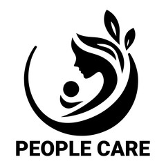 Canvas Print - minimal People Care Logo Template, logo vector, black color silhouette