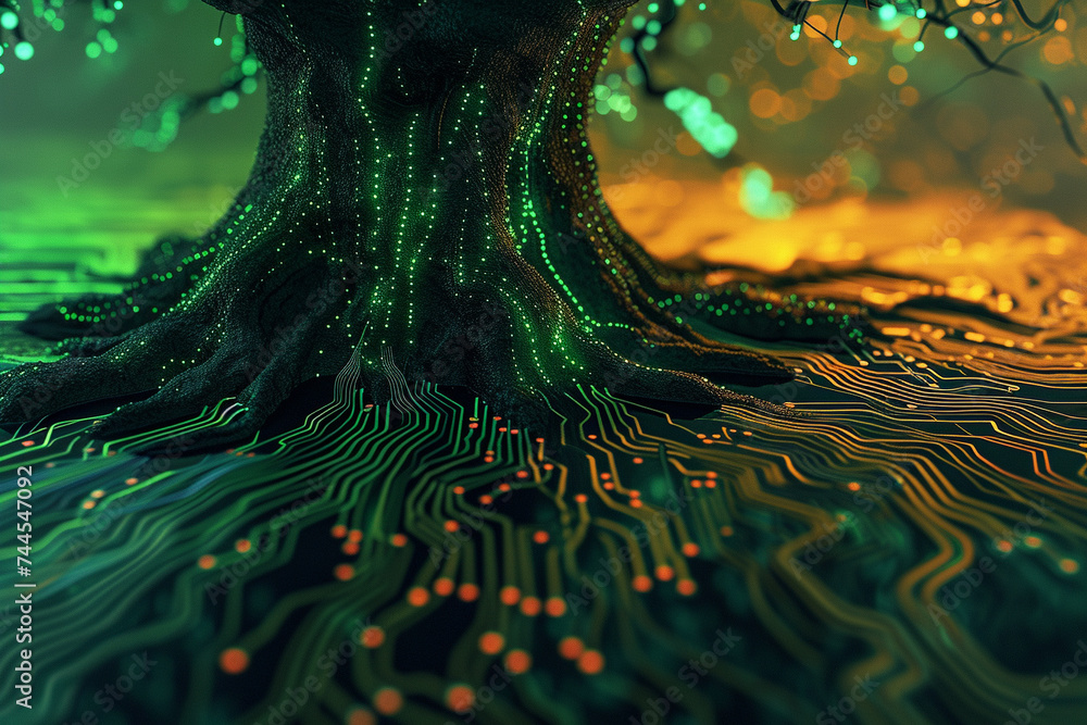 artistic rendering of a tree where the branches and roots form a ...